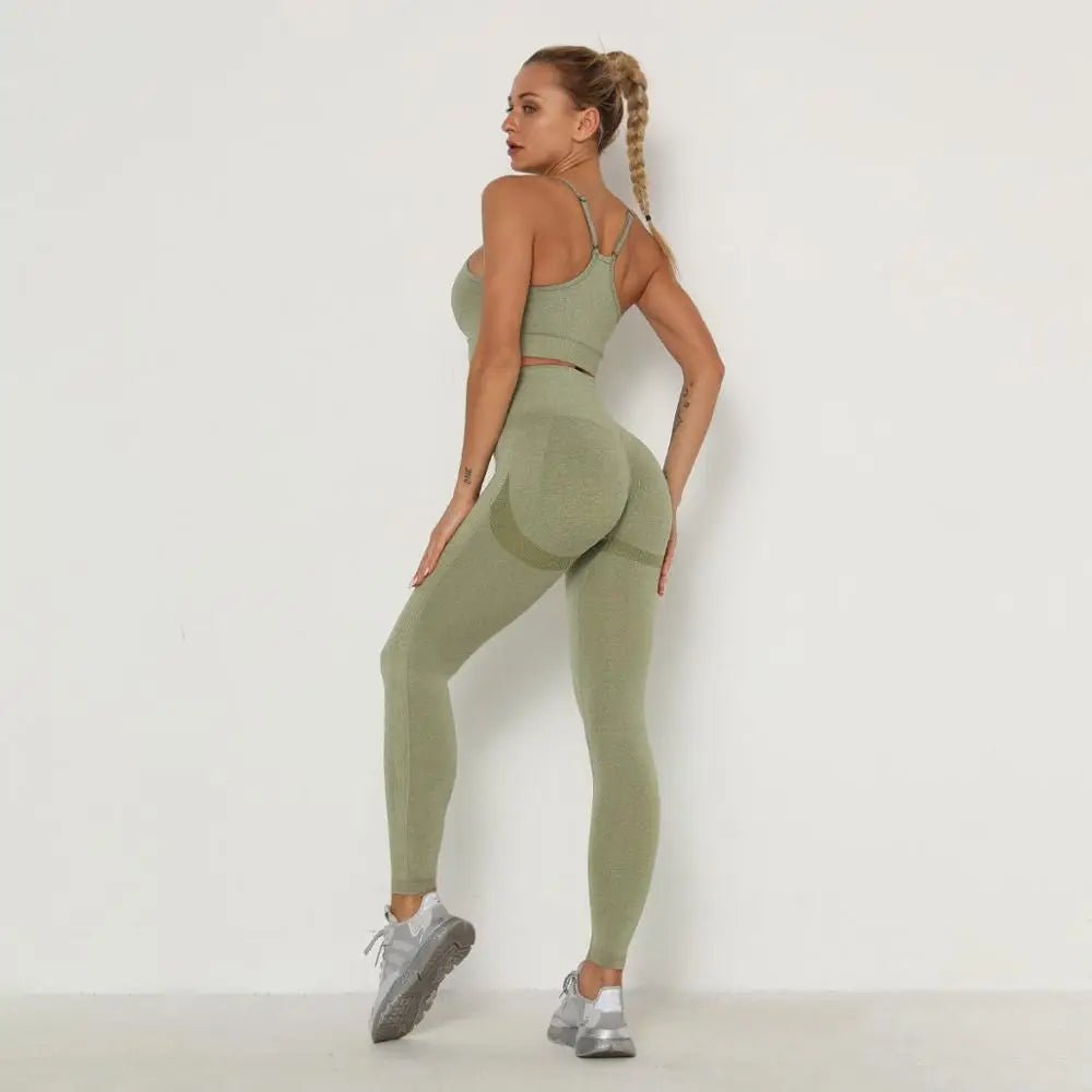 Seamless Women Gym Set Long Sleeve Top Belly Control High Waist Sport Leggings Gym Clothes Girls Tracksuit Sport Suit Sportwear Allinoneshop-24