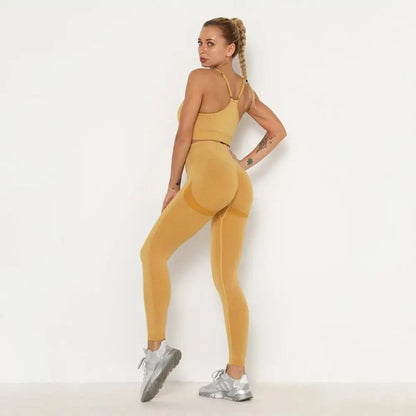 Seamless Women Gym Set Long Sleeve Top Belly Control High Waist Sport Leggings Gym Clothes Girls Tracksuit Sport Suit Sportwear Allinoneshop-24