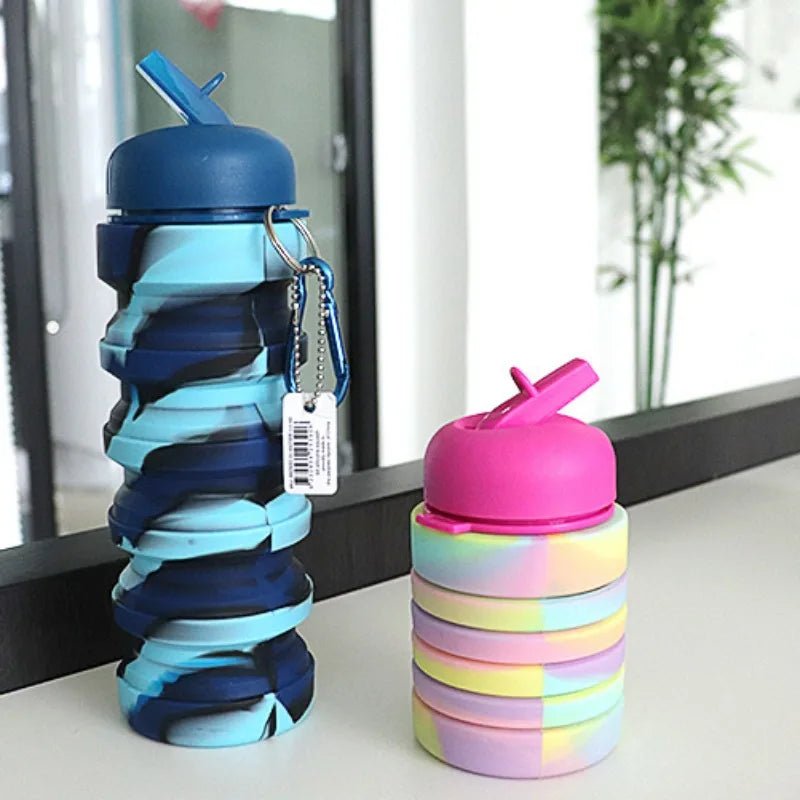 Silicone Collapsible Water Bottles,Portable Foldable Expandable Sports Cups, Leak Proof Reusable ,For Outdoor Activities Travel. Allinoneshop-24