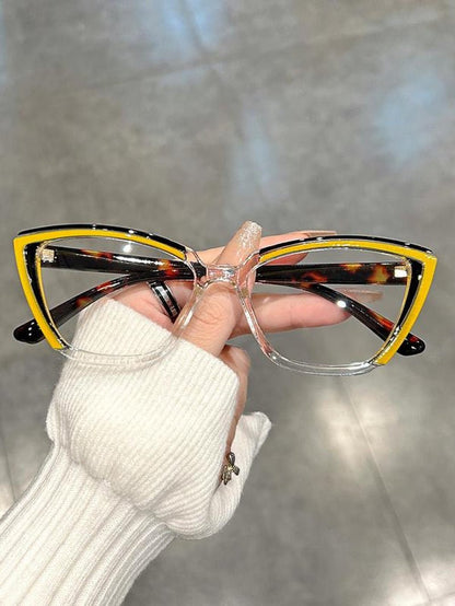 Simple Anti-Blue Light Fashion Frames Eyeglasses, Basic Cat Eye Frame for Women & Men, Fashionable Eyeglasses for Work, Daily Decor, Perfect Accessories for Student Daily Use Allinoneshop-24