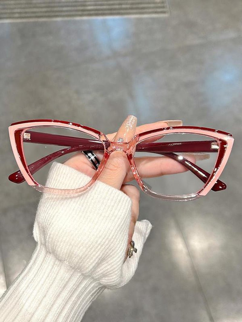 Simple Anti-Blue Light Fashion Frames Eyeglasses, Basic Cat Eye Frame for Women & Men, Fashionable Eyeglasses for Work, Daily Decor, Perfect Accessories for Student Daily Use Allinoneshop-24