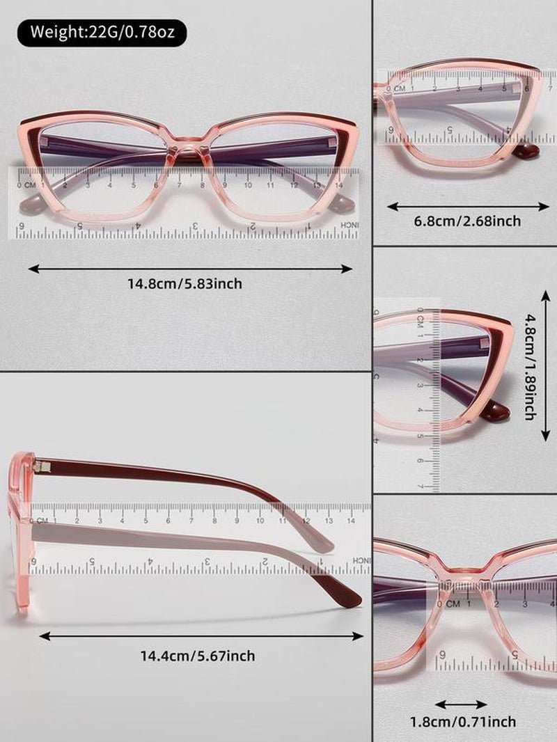 Simple Anti-Blue Light Fashion Frames Eyeglasses, Basic Cat Eye Frame for Women & Men, Fashionable Eyeglasses for Work, Daily Decor, Perfect Accessories for Student Daily Use Allinoneshop-24
