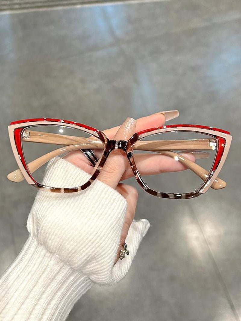 Simple Anti-Blue Light Fashion Frames Eyeglasses, Basic Cat Eye Frame for Women & Men, Fashionable Eyeglasses for Work, Daily Decor, Perfect Accessories for Student Daily Use Allinoneshop-24