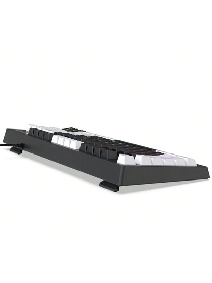 Snpurdiri Snpurdiri Rgb Illuminated, Compact Gaming Keyboard, Usb Cable 87-Key Gaming Keyboard, Led Rainbow Backlit Keyboard, Membrane Keyboard, Suitable for Laptop, Pc Gaming, and Work Keyboard Allinoneshop-24