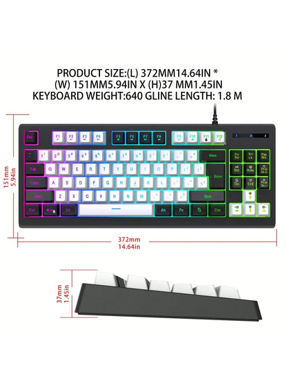 Snpurdiri Snpurdiri Rgb Illuminated, Compact Gaming Keyboard, Usb Cable 87-Key Gaming Keyboard, Led Rainbow Backlit Keyboard, Membrane Keyboard, Suitable for Laptop, Pc Gaming, and Work Keyboard Allinoneshop-24
