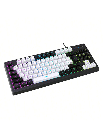 Snpurdiri Snpurdiri Rgb Illuminated, Compact Gaming Keyboard, Usb Cable 87-Key Gaming Keyboard, Led Rainbow Backlit Keyboard, Membrane Keyboard, Suitable for Laptop, Pc Gaming, and Work Keyboard Allinoneshop-24