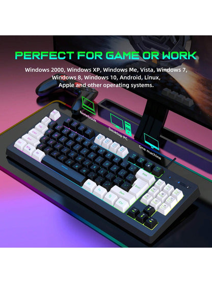 Snpurdiri Snpurdiri Rgb Illuminated, Compact Gaming Keyboard, Usb Cable 87-Key Gaming Keyboard, Led Rainbow Backlit Keyboard, Membrane Keyboard, Suitable for Laptop, Pc Gaming, and Work Keyboard Allinoneshop-24