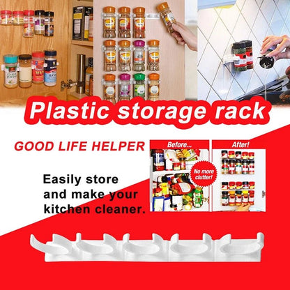 Spice Bottle Rack Kitchen Storage Rack Wall Mount Jars Holder Tools Plastic Clip Jar Rack Cabinet Door Hooks Ingredient Spice Allinoneshop-24