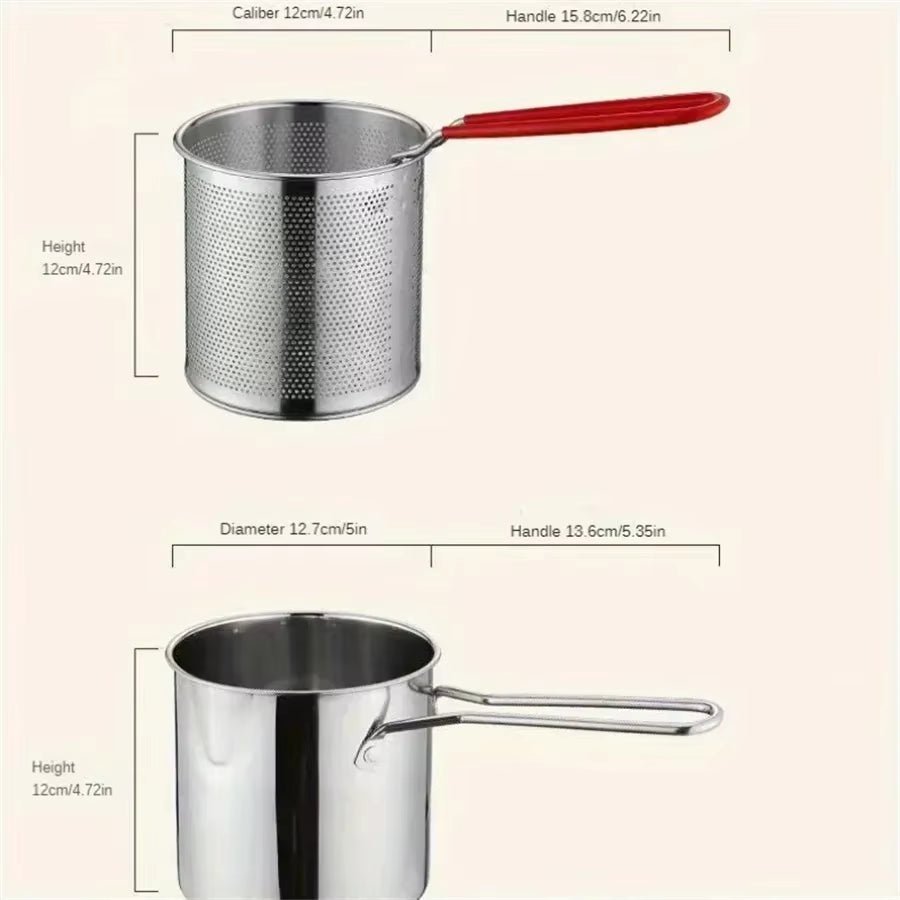 Stainless Steel Fryer with French Fries and Chicken Wings, Household Small Oil Pot with Filter Screen, Tianfu Luo Pot Allinoneshop-24