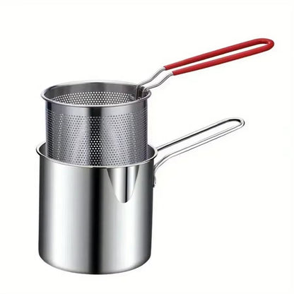 Stainless Steel Fryer with French Fries and Chicken Wings, Household Small Oil Pot with Filter Screen, Tianfu Luo Pot Allinoneshop-24