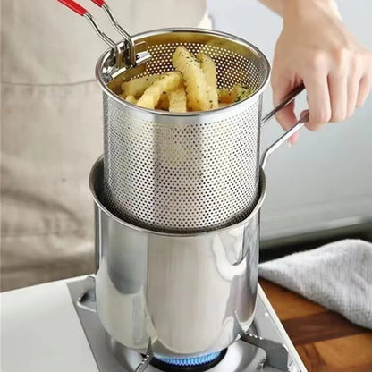 Stainless Steel Fryer with French Fries and Chicken Wings, Household Small Oil Pot with Filter Screen, Tianfu Luo Pot Allinoneshop-24