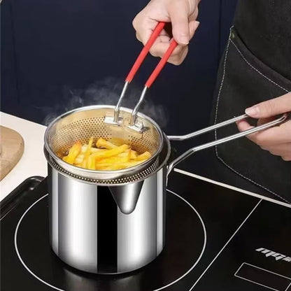 Stainless Steel Fryer with French Fries and Chicken Wings, Household Small Oil Pot with Filter Screen, Tianfu Luo Pot Allinoneshop-24