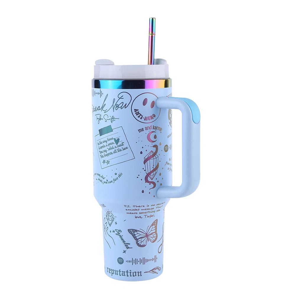 Stainless Steel Thermal Coffee Car Cup 40Oz Vacuum Insulated Car Mug with Straw Thermal Iced Travel Cup for Sports Outdoor Tour Allinoneshop-24