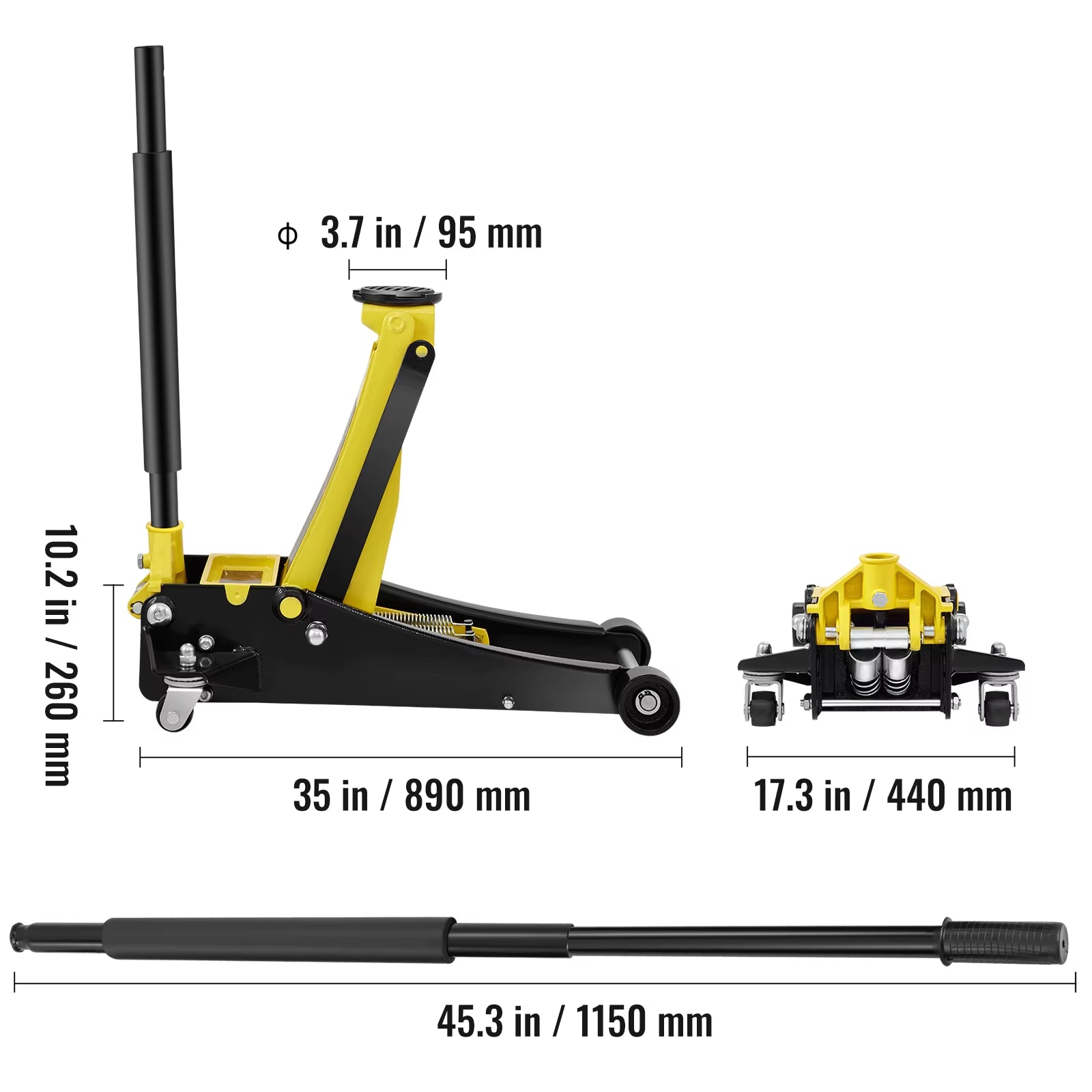 Succebuy Floor Jack Low Profile Floor Jack Heavy-Duty Steel Racing Floor Jack Quick Lift Pump Floor Lifting Range 3.64"-19.49" Allinoneshop-24
