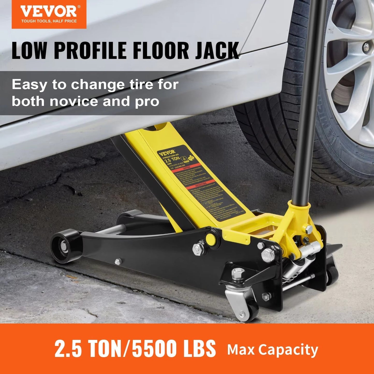 Succebuy Floor Jack Low Profile Floor Jack Heavy-Duty Steel Racing Floor Jack Quick Lift Pump Floor Lifting Range 3.64"-19.49" Allinoneshop-24
