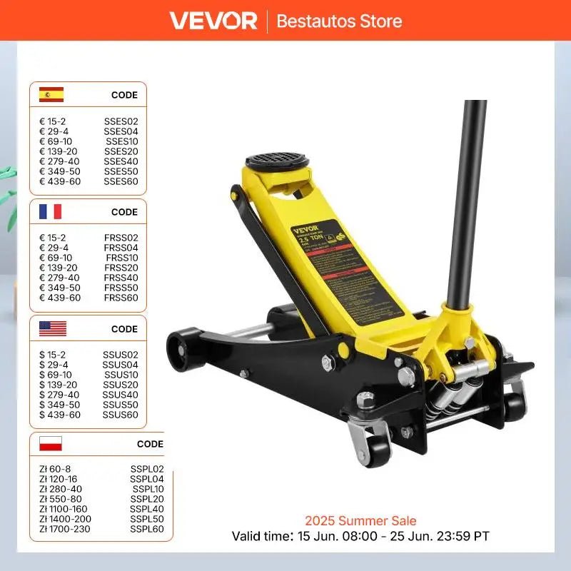 Succebuy Floor Jack Low Profile Floor Jack Heavy-Duty Steel Racing Floor Jack Quick Lift Pump Floor Lifting Range 3.64"-19.49" Allinoneshop-24