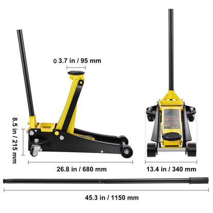 Succebuy Floor Jack Low Profile Floor Jack Heavy-Duty Steel Racing Floor Jack Quick Lift Pump Floor Lifting Range 3.64"-19.49" Allinoneshop-24