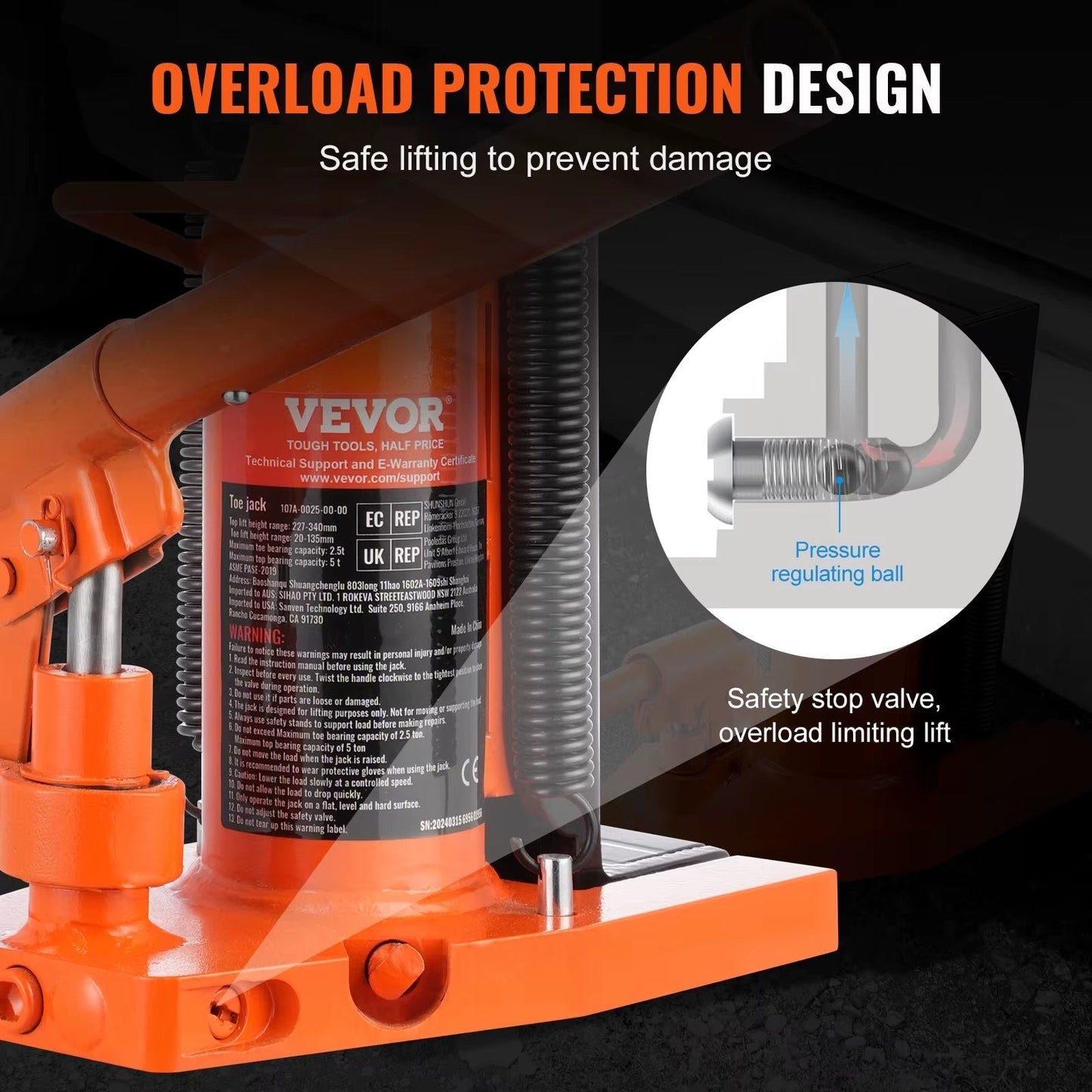 Succebuy Hydraulic Toe Jack 2.5 Ton on Toe Toe Jack Lift 5 Ton Top Lift Capacity Machine Jack 0.8-5.3 in Toe Height 8.9-13.4 Top Allinoneshop-24