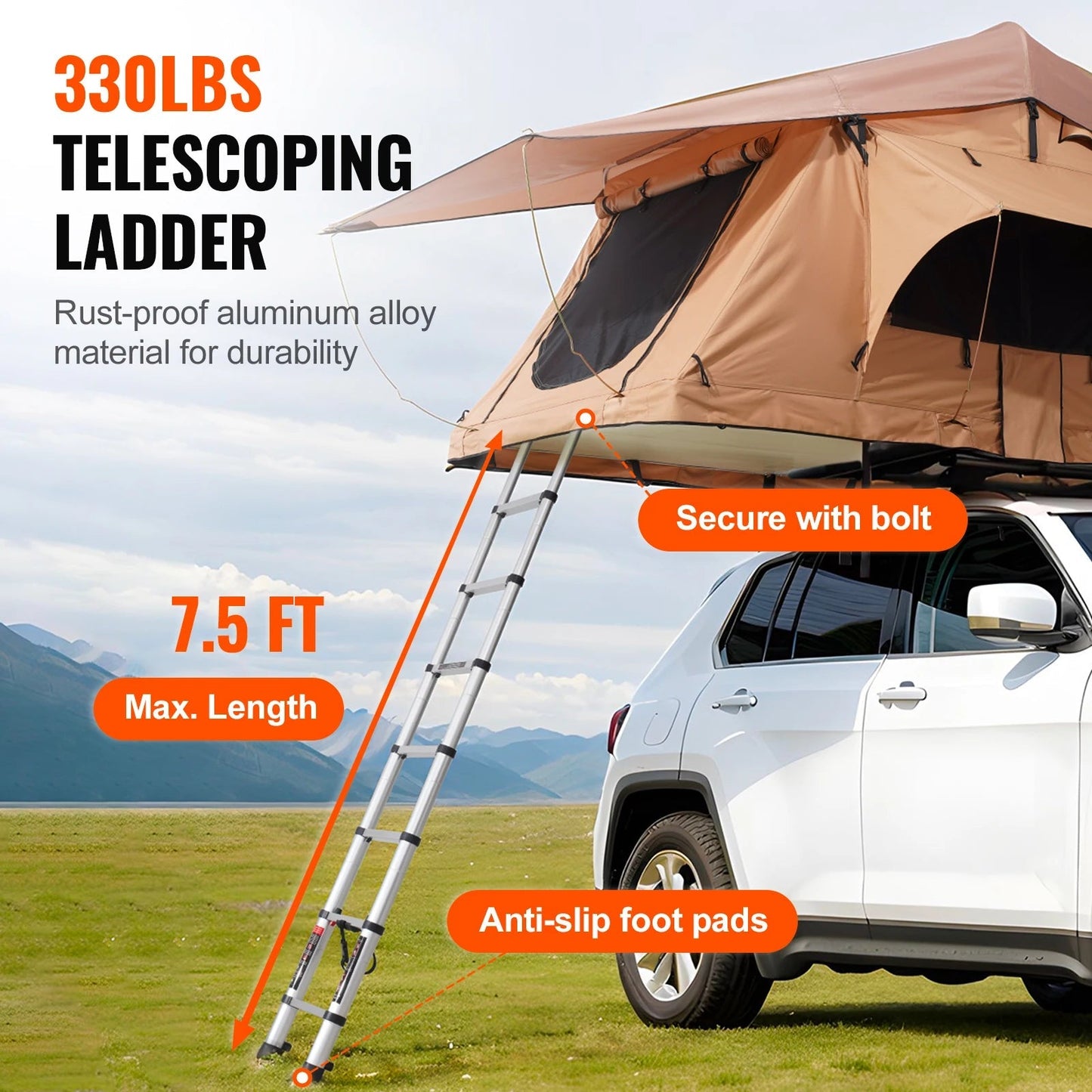 Succebuy Rooftop Tent Hardshell Folding Tent with Telescopic Ladder Mattress PVC Cover Bag Waterproof Jeep SUV Van Pickup Truck Allinoneshop-24