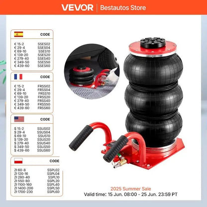 Succebuy Triple Bag Air Jack 3 Ton(6600 Lbs)Capacity Portable Pneumatic Car Jacks Heavy Duty&Quick Lifting for Garage Car Repair Allinoneshop-24