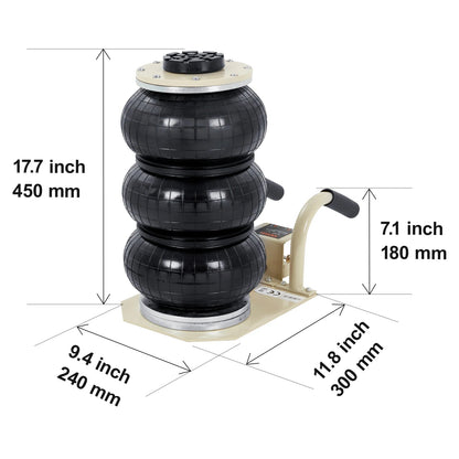 Succebuy Triple Bag Air Jack 3 Ton(6600 Lbs)Capacity Portable Pneumatic Car Jacks Heavy Duty&Quick Lifting for Garage Car Repair Allinoneshop-24