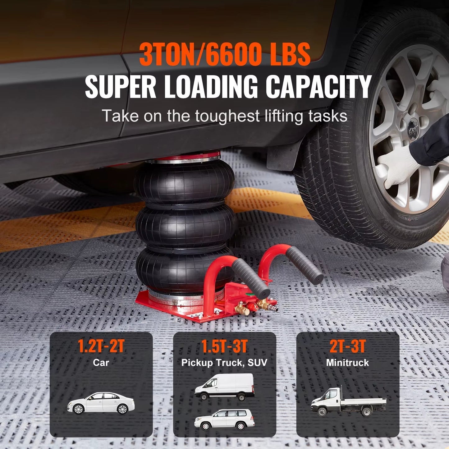 Succebuy Triple Bag Air Jack 3 Ton(6600 Lbs)Capacity Portable Pneumatic Car Jacks Heavy Duty&Quick Lifting for Garage Car Repair Allinoneshop-24