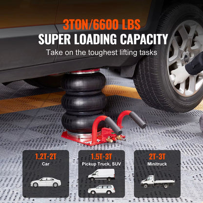 Succebuy Triple Bag Air Jack 3 Ton(6600 Lbs)Capacity Portable Pneumatic Car Jacks Heavy Duty&Quick Lifting for Garage Car Repair Allinoneshop-24