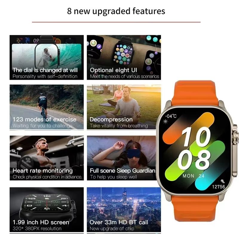 T900Ultra Smartwatch Bluetooth Talk Smartwatch Message Alert Heart Rate Monitor Sports Watch for Android IOS Men Women Allinoneshop-24