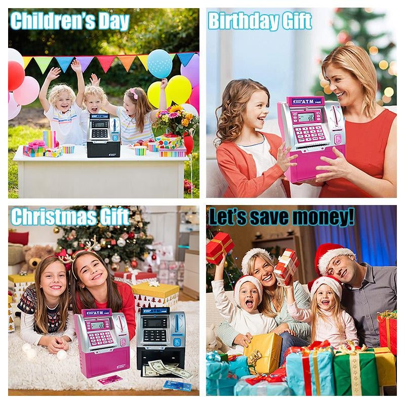 Talgic Kids Piggy Bank ATM Toy - Interactive Savings Game with Realistic Keypad, Password Security, and Coin and Bill Saving Features Decor Gift Allinoneshop-24