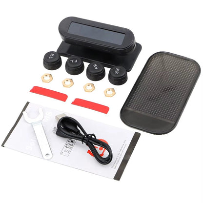 Tire Pressure Monitoring System Temperature Warning Fuel save with 4 External Sensors Solar TPMS Car Tyre Pressure Monitor Allinoneshop-24