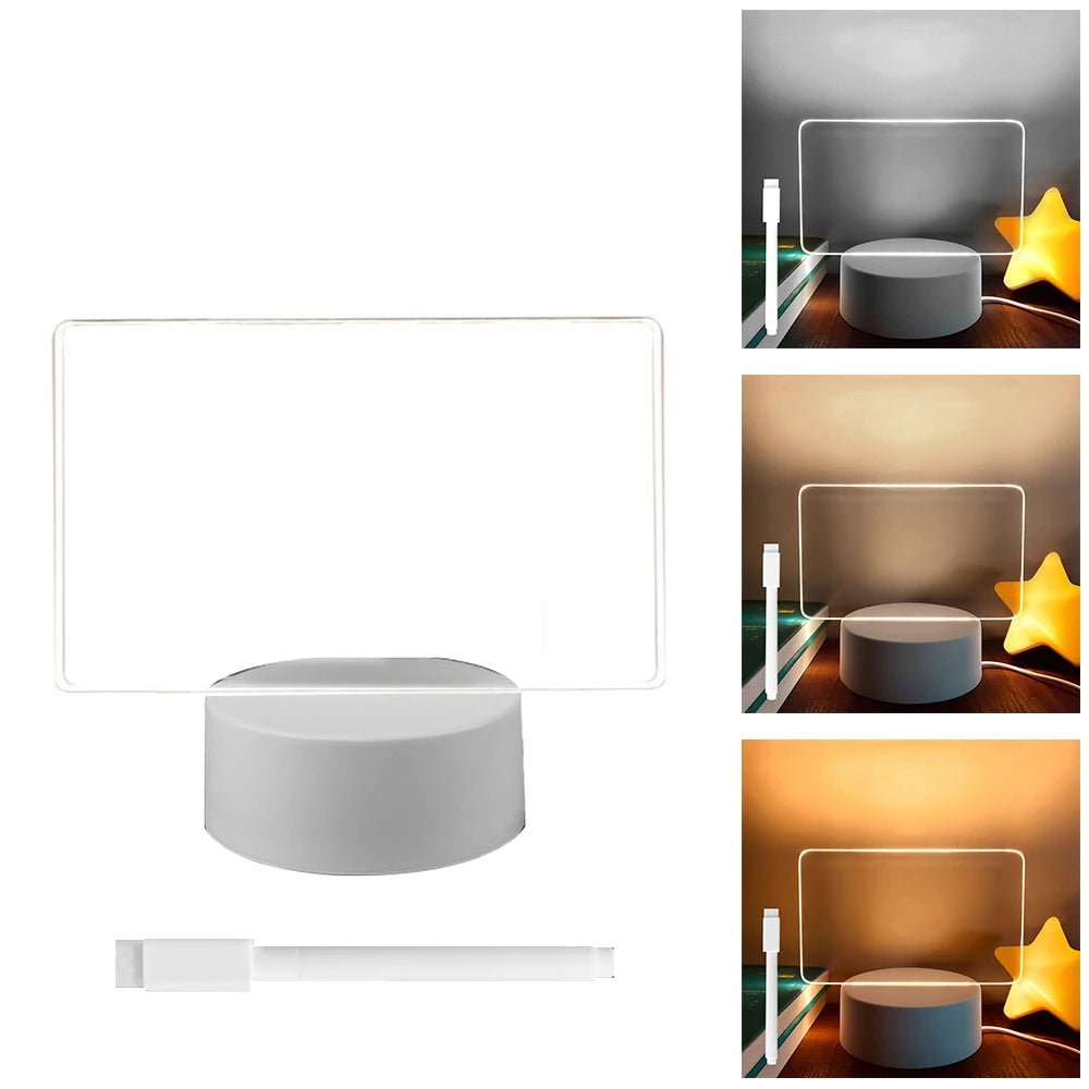 Transparent Message Board Night Light Glowing Memo Acrylic LED Ambient Lights Daily Moment Note Board Erasable Room Decor Gift Allinoneshop-24