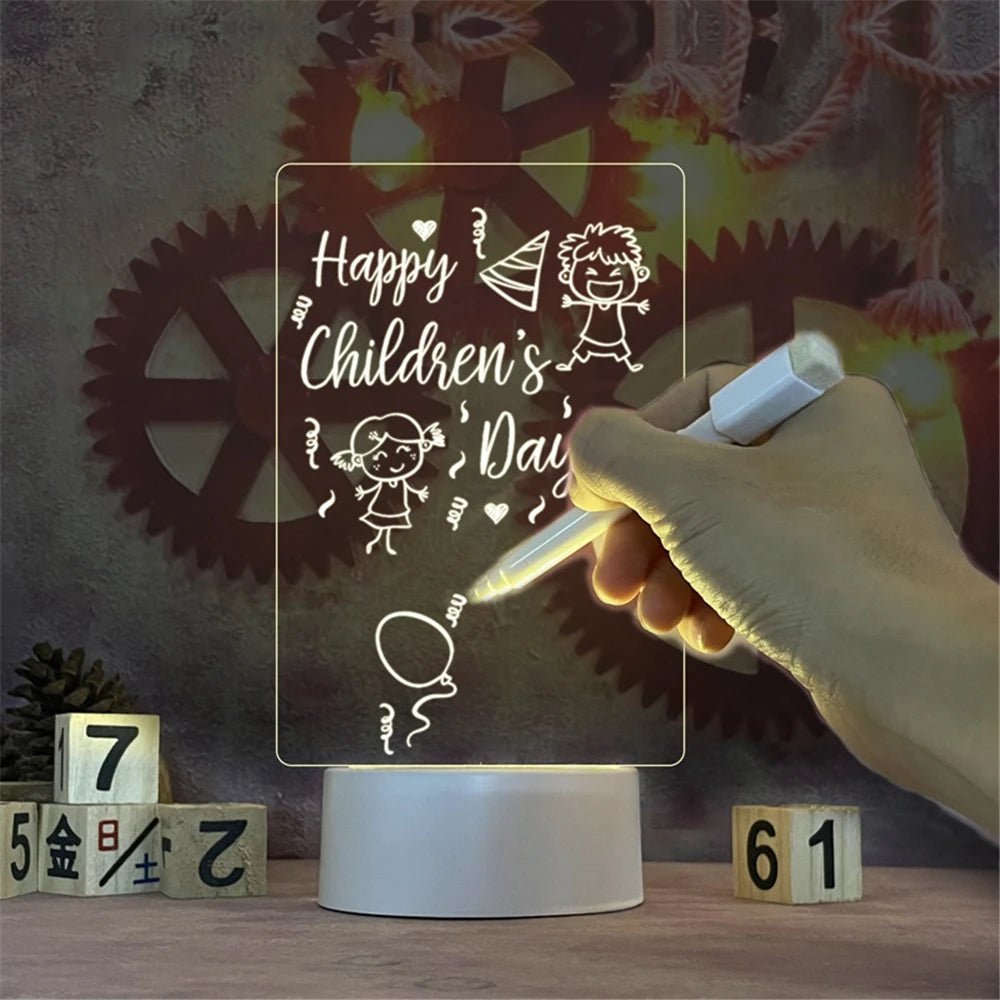 Transparent Message Board Night Light Glowing Memo Acrylic LED Ambient Lights Daily Moment Note Board Erasable Room Decor Gift Allinoneshop-24