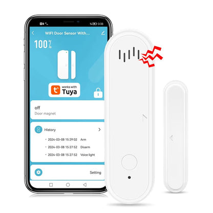 Tuya Wifi or Zigbee Window Door Sensor with Battery Smart Home Security Alarm System Voice Control via Alexa Google Home Smart Allinoneshop-24