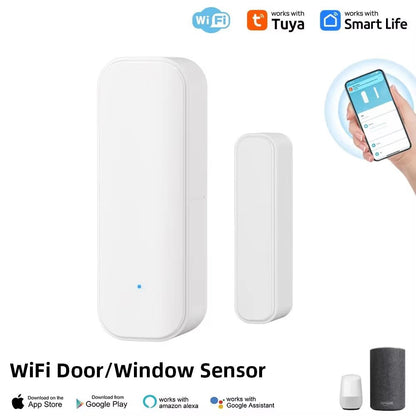Tuya Wifi or Zigbee Window Door Sensor with Battery Smart Home Security Alarm System Voice Control via Alexa Google Home Smart Allinoneshop-24