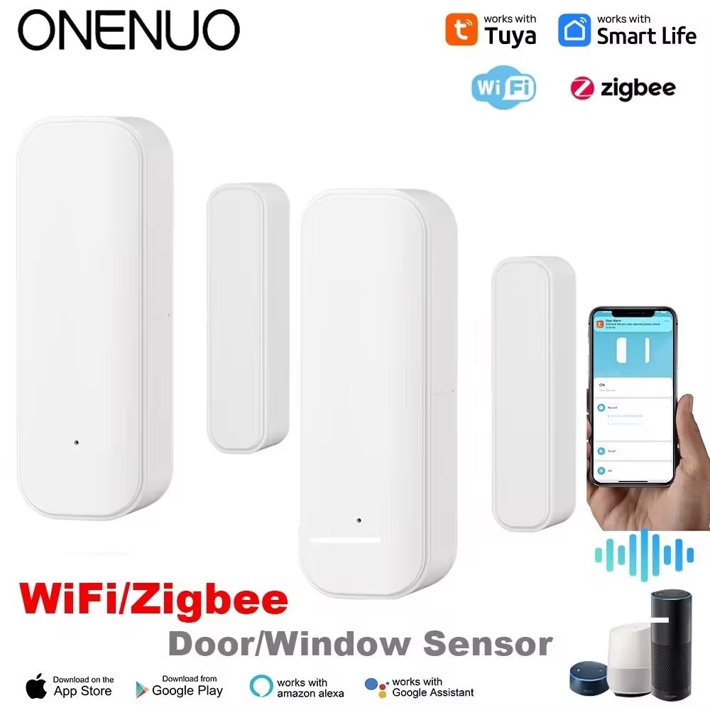 Tuya Wifi or Zigbee Window Door Sensor with Battery Smart Home Security Alarm System Voice Control via Alexa Google Home Smart Allinoneshop-24