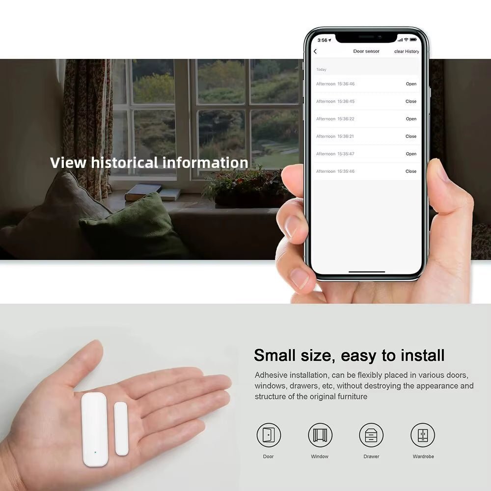 Tuya Wifi or Zigbee Window Door Sensor with Battery Smart Home Security Alarm System Voice Control via Alexa Google Home Smart Allinoneshop-24