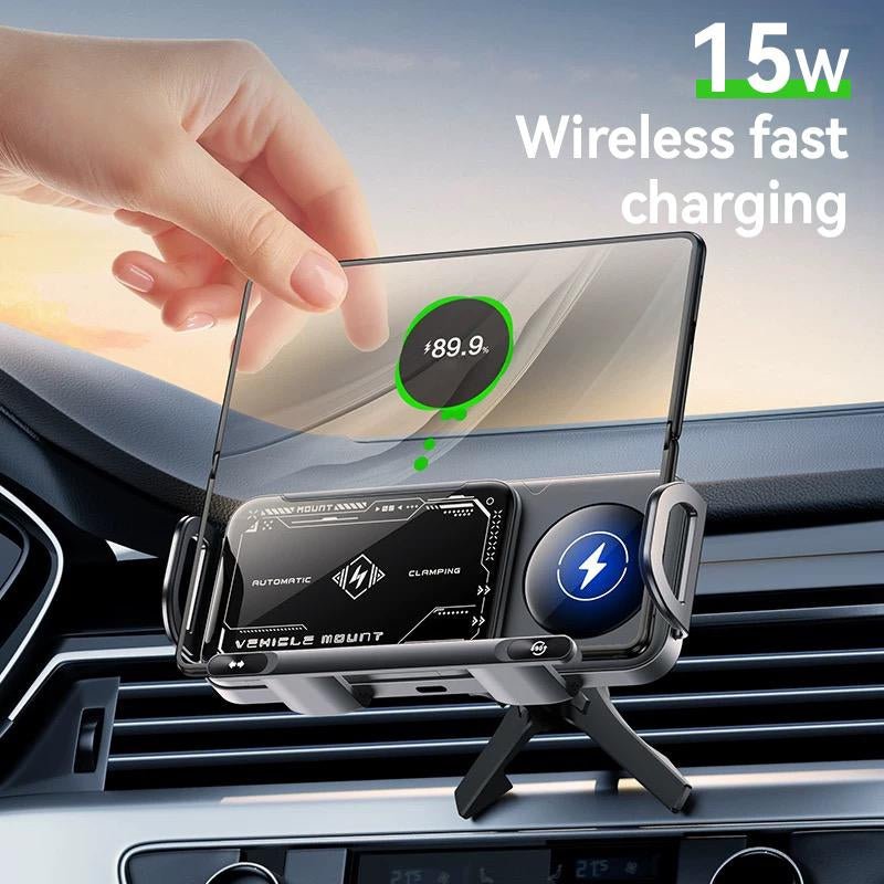Vehicle Automatic Phone Holder for Car , Folding Screen Phone/Tablet Stand 15W Wireless Charger, 90-Degree Rotation, Installed on Car Air Outlet/Center Console, Suitable for Samsung Galaxy Zfold6/5/4/3 Galaxy Z Fold/Notes Other Wireless Charging Phones Allinoneshop-24