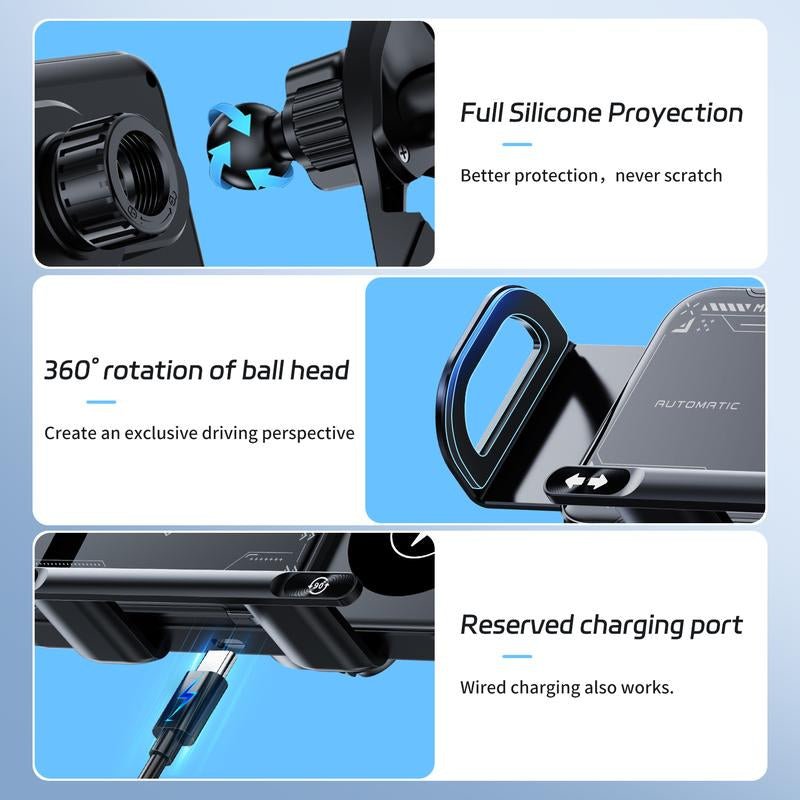 Vehicle Automatic Phone Holder for Car , Folding Screen Phone/Tablet Stand 15W Wireless Charger, 90-Degree Rotation, Installed on Car Air Outlet/Center Console, Suitable for Samsung Galaxy Zfold6/5/4/3 Galaxy Z Fold/Notes Other Wireless Charging Phones Allinoneshop-24