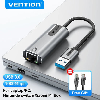 Vention USB Ethernet Adapter USB 3.0 Network Card to RJ45 Speed 1000M Lan Adapter for Windows Mac Xaiomi Ethernet USB Adapter Allinoneshop-24