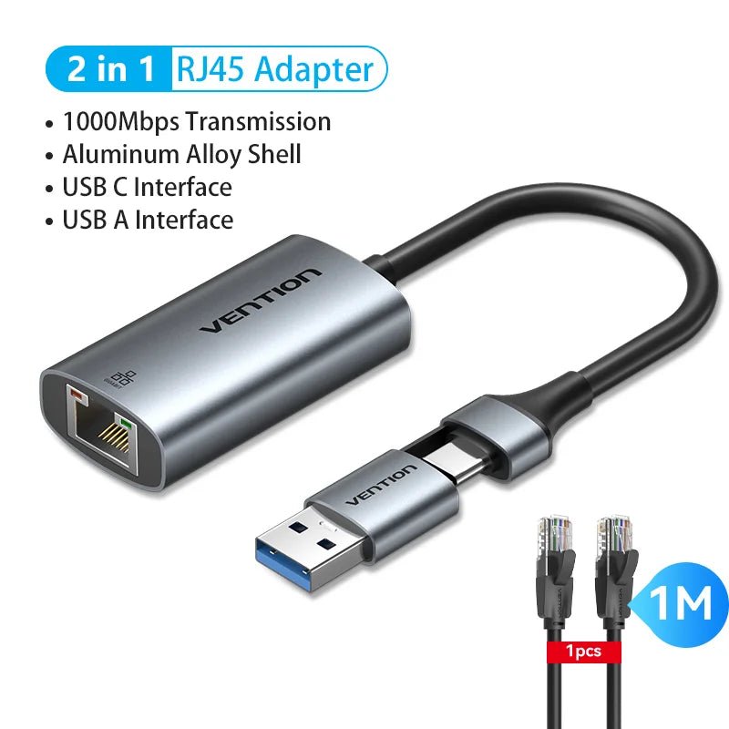Vention USB Ethernet Adapter USB 3.0 Network Card to RJ45 Speed 1000M Lan Adapter for Windows Mac Xaiomi Ethernet USB Adapter Allinoneshop-24