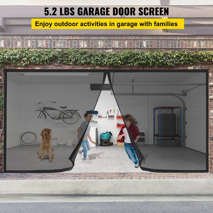 VEVOR Garage Door Screen 16 X 7 Ft for 2 Cars 5.2 Lbs Heavy-Duty Fiberglass Mesh for Quick Entry Self Sealing Magnet Retractable Allinoneshop-24