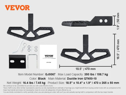 VEVOR Hitch Step for 2" Receiver Steel Construction Rear Bumper Guard Protector with Pin Lock and Stabilizer, Fit for Truck, SUV Allinoneshop-24