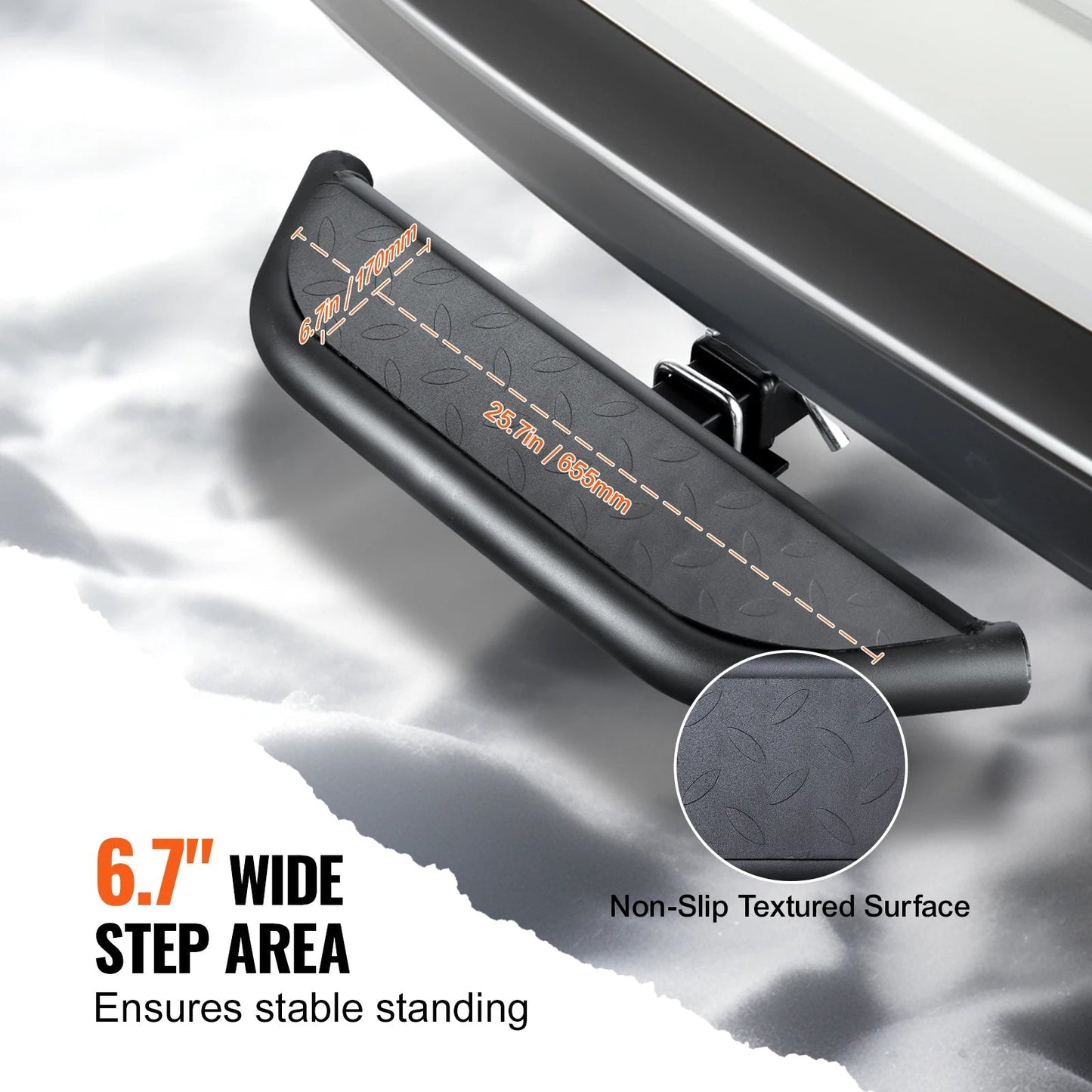 VEVOR Hitch Step for 2" Receiver Steel Construction Rear Bumper Guard Protector with Pin Lock and Stabilizer, Fit for Truck, SUV Allinoneshop-24