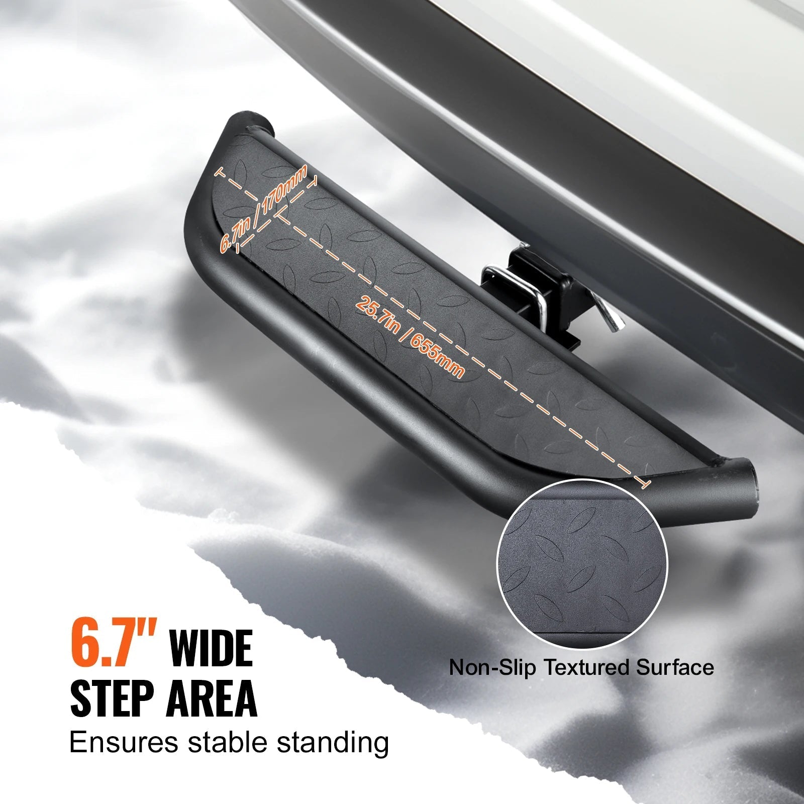 VEVOR Hitch Step for 2" Receiver Steel Construction Rear Bumper Guard Protector with Pin Lock and Stabilizer, Fit for Truck, SUV Allinoneshop-24