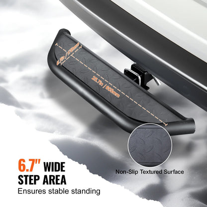 VEVOR Hitch Step for 2" Receiver Steel Construction Rear Bumper Guard Protector with Pin Lock and Stabilizer, Fit for Truck, SUV Allinoneshop-24