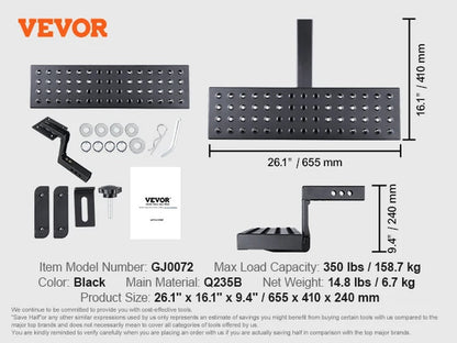 VEVOR Hitch Step for 2" Receiver Steel Construction Rear Bumper Guard Protector with Pin Lock and Stabilizer, Fit for Truck, SUV Allinoneshop-24