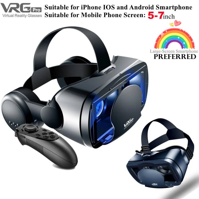 Virtual Reality VR Glasses IMAX Huge Screen HD 3D Glasses Google Cardboard Box VR Headset Helmet for 5-7" Phone,Support Gamepad Allinoneshop-24