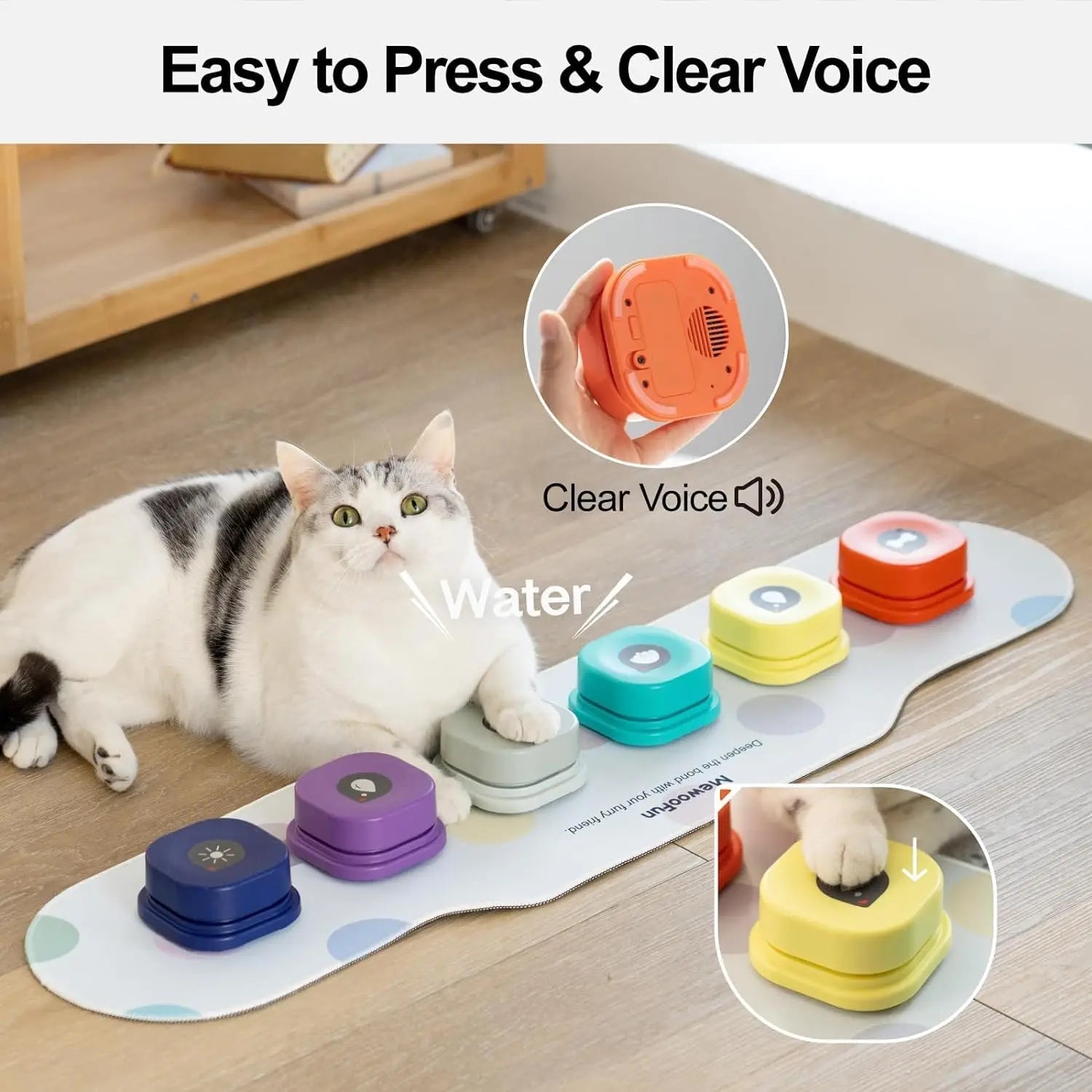 Voice Recording Button Pet Toys Dog Buttons for Communication Pet Training Buzzer Recordable Talking Button with Mat Allinoneshop-24