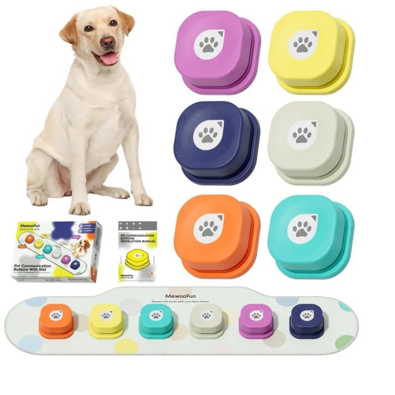 Voice Recording Button Pet Toys Dog Buttons for Communication Pet Training Buzzer Recordable Talking Button with Mat Allinoneshop-24