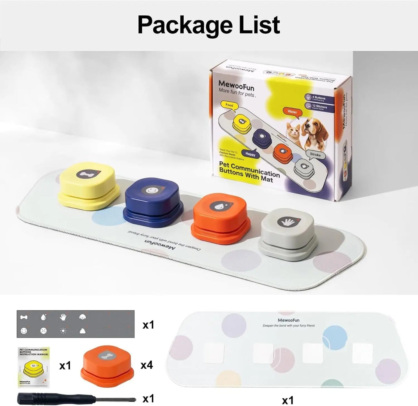 Voice Recording Button Pet Toys Dog Buttons for Communication Pet Training Buzzer Recordable Talking Button with Mat Allinoneshop-24